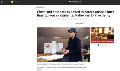 Image of article on the website of Cleveland's The Plain Dealer